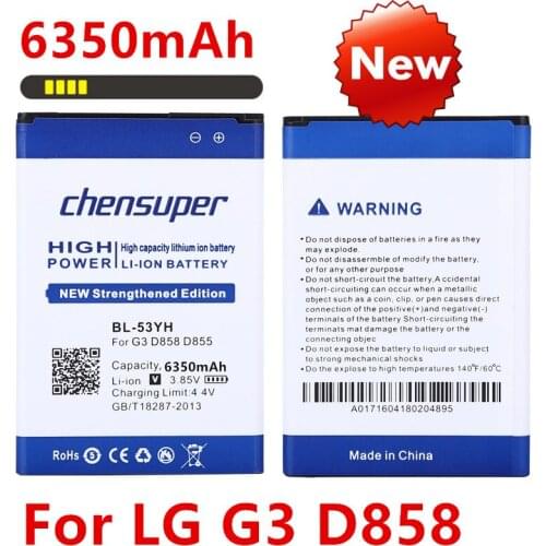 2019 NEW 100% BL-53YH Phone Battery For LG G3 D855 D850 D858 D859 F460 Real 6350mAh High Quality Mobile Replacement Battery