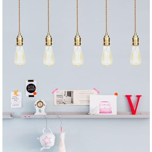 Nordic Copper Single Head LED Pendant Light Pure Copper Lamp Body E27 Entrance / Aisle / Restaurant Living Room Lamp Decoration