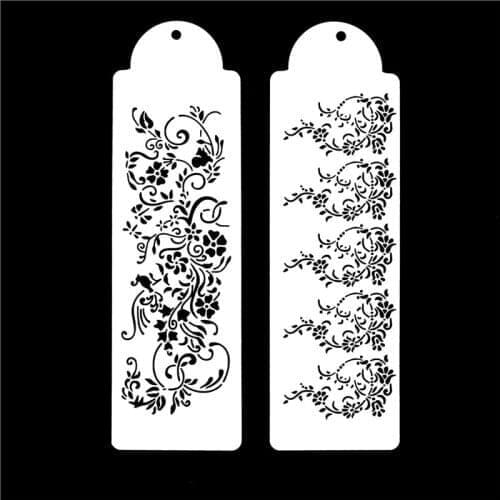 2Pcs/Set High Quality Lace Boarder Flower Reusable Stencil Airbrush Painting Art DIY Home Decor Scrap booking Album Crafts
