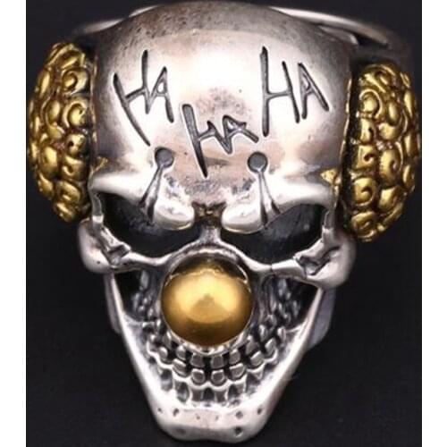 Hip Hop Rock Style Yellow Nose Clowns Skull Punk Mens Rings Gothic Rock Party Jewelry