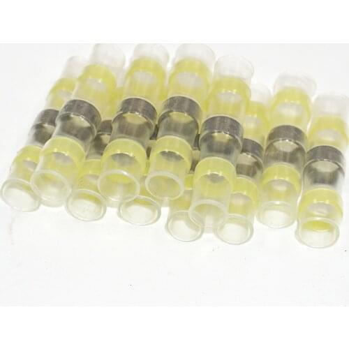 100 x 6mm Yellow AWG 12-10 Heat Shrink Solder Sleeve Seal Wire Splice, Car Seal Heat Shrink Butt Connectors