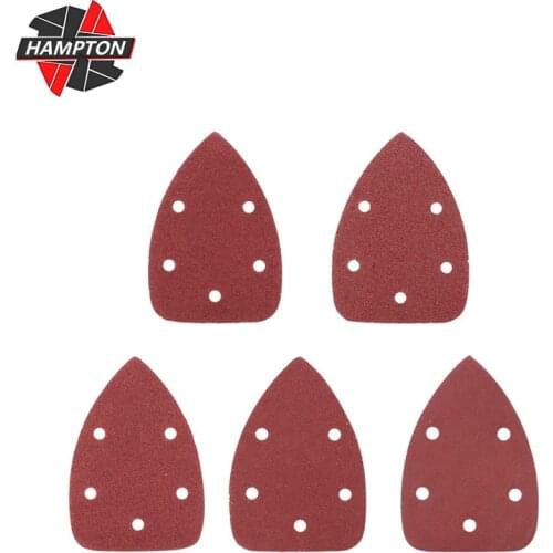 10pcs 140x90mm Self-adhesive Sandpaper 40/60/80/120/240 Grit Triangle Sander Paper 5 Hole Delta Sander Abrasive Polishing Tools