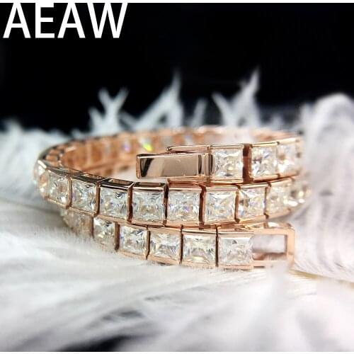 11ctw 3mm Princess Square Excellent Cut EF Moissanite Bracelet Tennis Setting 14k Yellow Gold Lab Grown Test Positive Stunning