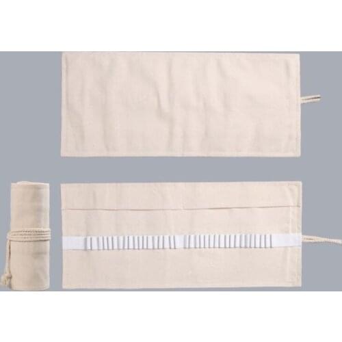 12/24/36/48/72 Holes Canvas Roll Up Pen Curtain Pencil Bag Case Makeup Wrap Hold B95C