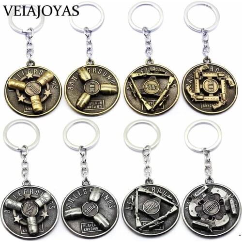 14styles Playerunknowns Battlegrounds Rotatable Keychains Game PUBG Keyring Chaveiro Car Pendant KeyChain Cool Jewelry Souvenir