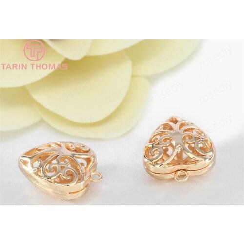 4PCS 15x18MM 24K Champagne Gold Color Plated Brass Hollow Heart Charms Pendants High Quality Diy Jewelry Accessories