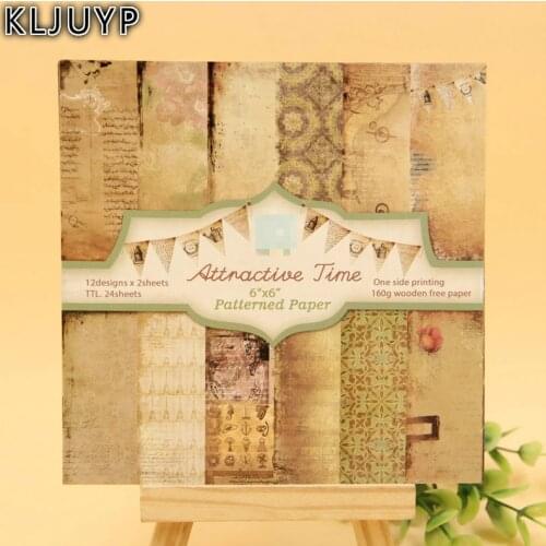 KLJUYP 24 Sheets Attractive Time Scrapbooking Pads Paper Origami Art Background Paper Card Making DIY Scrapbook Paper Craft