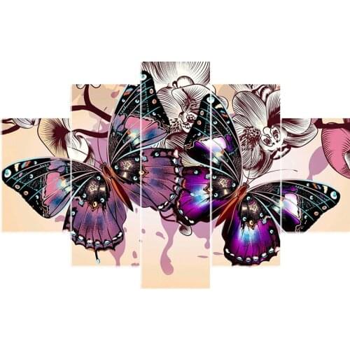 5PCS 5d diy diamond embroidery butterfly diamond painting Cross Stitch full drill Rhinestone Multi-picture gift