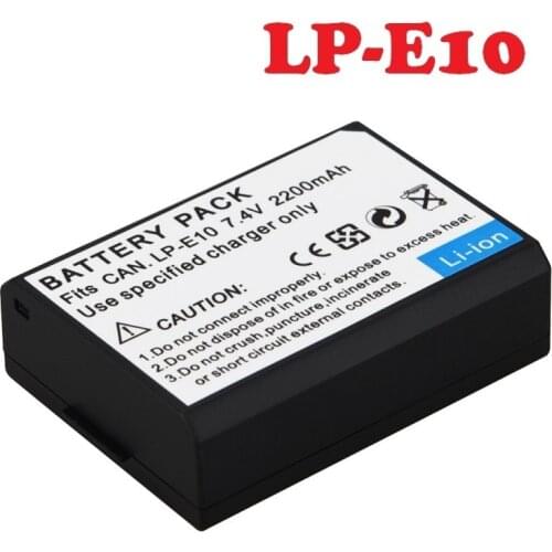 2Pcs LP-E10 LP E10 LPE10 Camera Battery for Canon EOS 1100D 1200D 1300D Kiss X50 X70 X80 Rebel T3 T5 T6 Lithium Rechargeable New