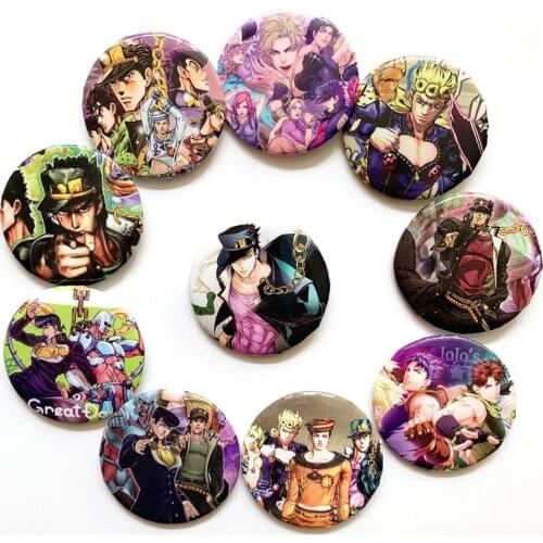 10Pcs/Set JoJos Bizarre Adventure Figure Pins Brooches Badge Chest Ornament Cosplay Itabag Bag Clothing Accessoies Cosplay Gift