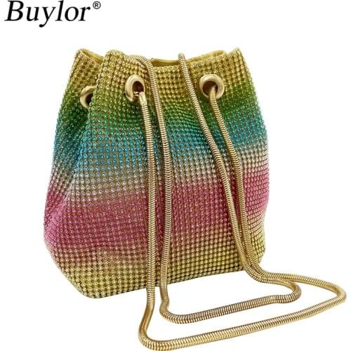 Buylor Evening Women Silver Clutch Bag Luxury Designer Women Shoulder Handbags Ladies Clutch Wedding Party Pouch Diamond Bag