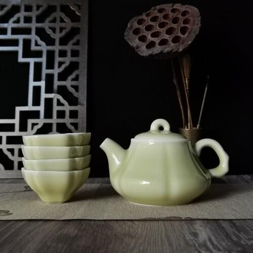 Tea Set Teapot and Teacups Set for Travel Porcelain Coffee Drinkware 5 PCS Chinese Kung Fu Tea Cups Ceramic Tableware