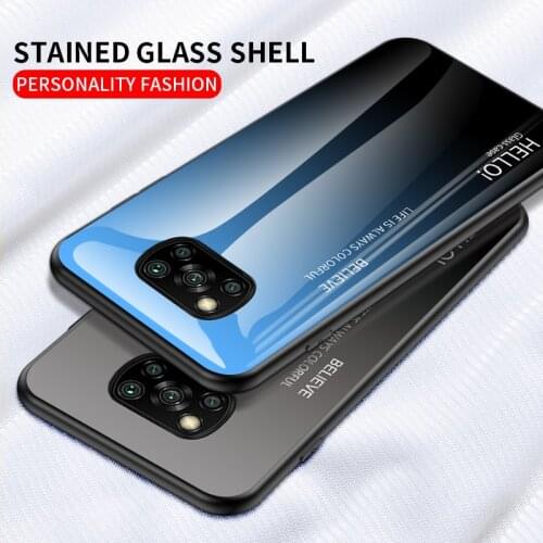 KEYSION Coloured Drawing Gradation Case For Xiaomi POCO X3 NFC Organic Glass Soft Edge TPU Phone Cover For POCO X3 NFC