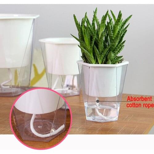 Flower Plant Pot Self Watering Planter Transparent Planting Flower Pot Water Storage Basin GQ