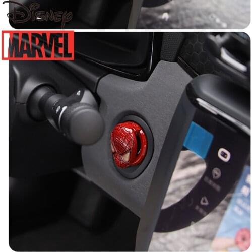Disney Marvel Spider-Man Car Button Decoration Protective Cover Sticker Ignition Switch Decoration One-button Start