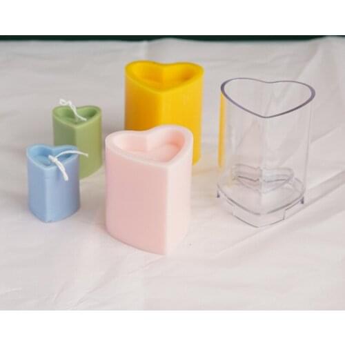 Diy Handmade Candle Mold Candle Making 3d Columnar Heart Shape Plastic Acrylic Mold Resin Soap Cake Chocolate Making Tools