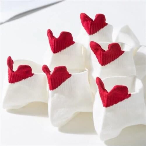 Cotton Women Socks Female Casual Boat 3D Pack Cartoon Harajuku Cute Lovely Cat Cute Heart Invisiable Funny Girl Ankle Sock Soks