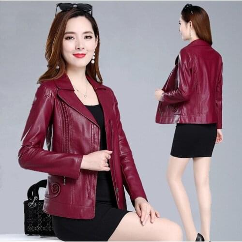 Plus Size Leather Jacket Women Outerwear 2020 New Mom Leather Coat Women Short Slim Casual Leather Clothing Female LU1285