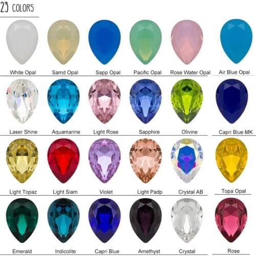 Teardrop Crystal Rhinestones Clothes Decoration Pointback Shiny Strass Glass Stones DIY Wedding Dress Beads For Jewelry Making