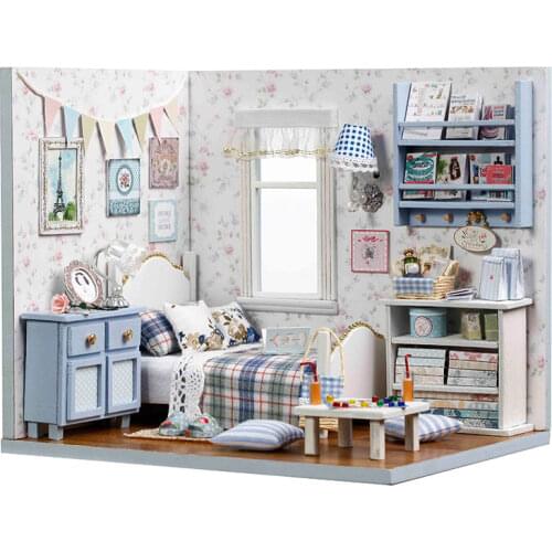 Doll House Furniture DIY Miniature 3D Wooden Miniaturas Dollhouse With Dust Cover Toys for Children Birthday Gifts Handmade
