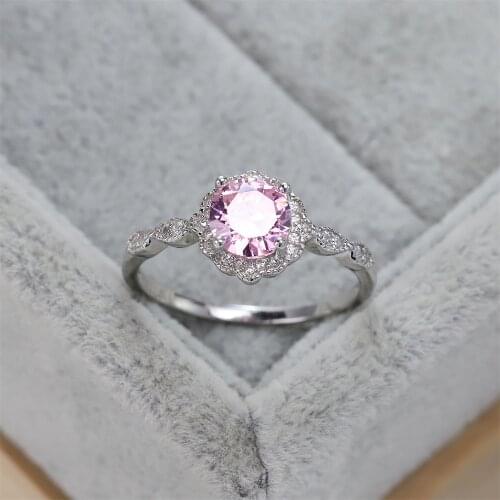 Best selling European and American S925 silver fashion wedding ring round zircon Amethyst luxury jewelry womens gifts