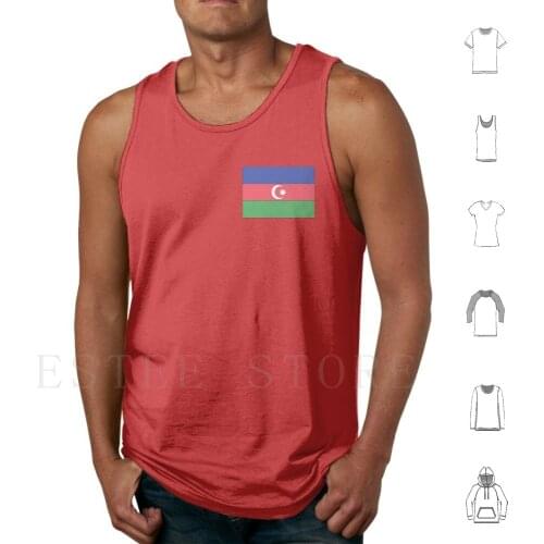 Azerbaijan Tank Tops Vest Cotton Flag Flat Material Pole Long Shadown Stylish Beautiful Map Europe Asia Eurasia Azerbaijan
