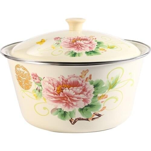 1pc enamel bowl set Large Capacity Enamel Fingertip Bowls Variety of Styles of Enamel Bowls Simply Salad Bowl terrina