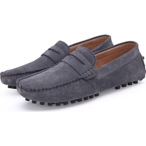 Mens Peas Shoes Fashion Leather Spring Low-cut Suede Shoes Large Size 45 46 Cross-border Casual Shoes