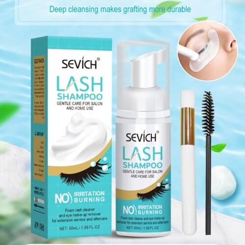 Sevich Eyelash Extensions Cleanser Kit 50ml Gentle Eyelashes Shampoo Glue Mascara Remover Cleaning Foam With Brush