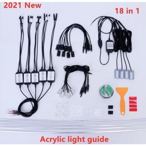 NEW 18 in 1 RGB LED Car Interior Ambient Decor Acrylic Fiber Optical Strip Light by App Control car Decorative Atmosphere Lamps