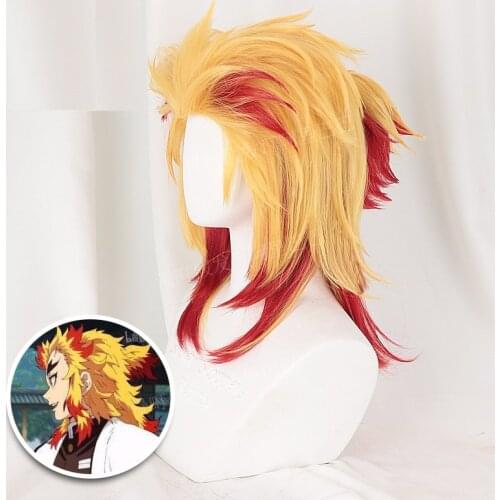 Anime Demon Slayer Rengoku Kyoujurou Wig Kimetsu no Yaiba the Movie: Mugen Train kimetsu no yaiba Red Yellow Cosplay Wig