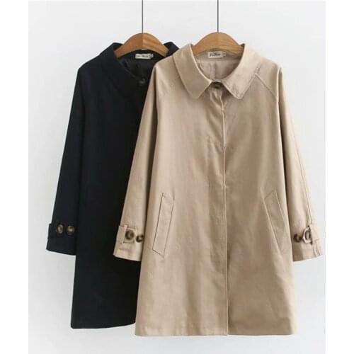 2020 Plus size 4XL womens trench coat loose outerwear hide button windbreaker female casual tops solid color cotton trench 3259
