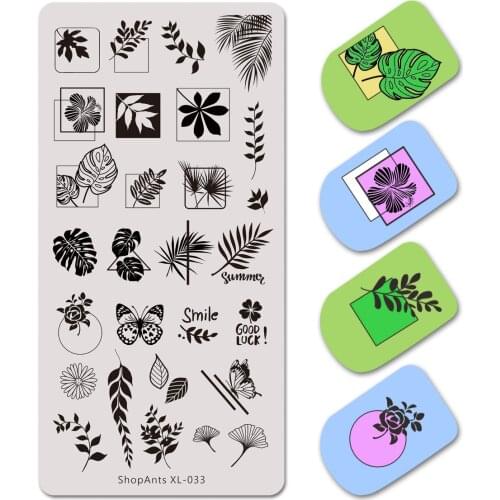 Stainless Steel Nail Stamping Plates Natural Flower Grass Butterfly Leaves Rose Style Image Nail Art Stencil Template Mold