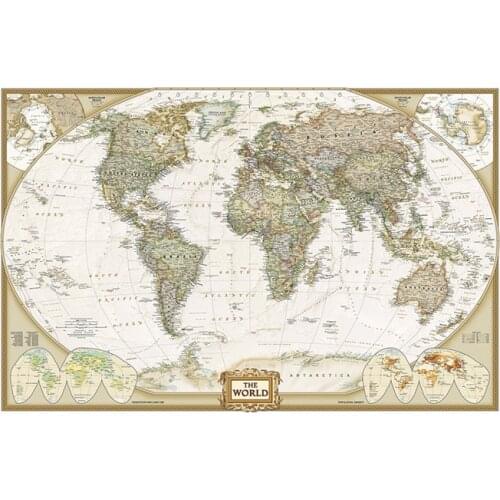 Political Map of The Wolrd 2011 Version A2 Non-woven Vintage Retro World Map Wall Poster for Home School Decorative Picture