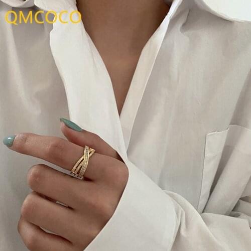 QMCOCO 925 Silver Light Luxury Sparklin Zircon Rings Fine Jewelry For Women Trendy Elegant Wedding Bride Accessories Gift