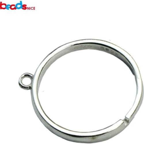 Beadsnice adjustable ring charm finding 925 steling silver DIY finger ring loop rings jewelry women round hole 3mm ID33487