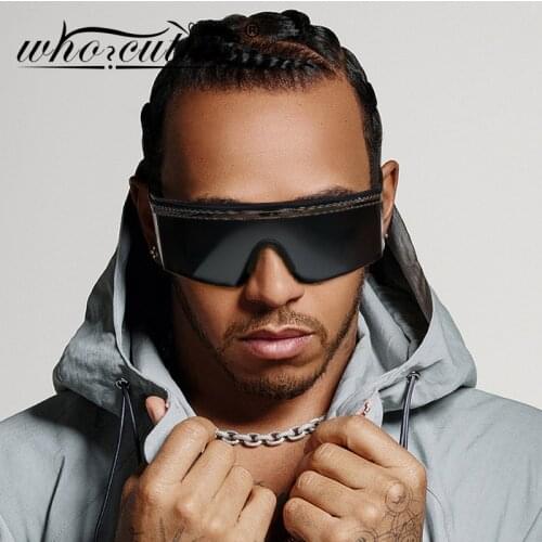 2020 Oversized Futuristic Shield Sunglasses Men Women Brand Design Retro Vintage Big Frame One Piece Mask Visor Sun Glasses S252