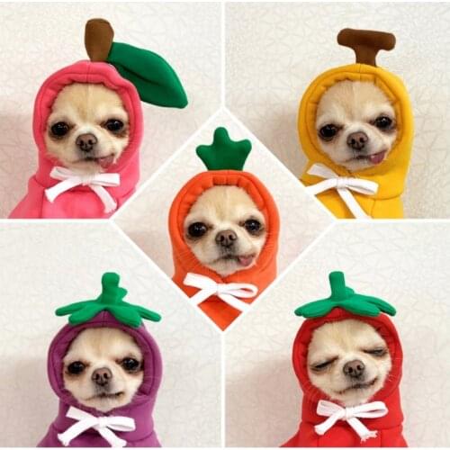 Warm Dog Winter Clothes Cute Fruit Dog Coat Hoodies Fleece Pet Dogs Costume Jacket for French Bulldog Chihuahua Ropa Para Perro