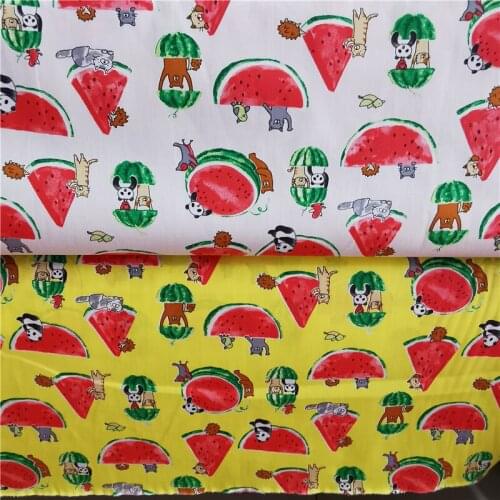 100% Cotton viaPhil Brand Light Pink & Yellow Watermelon Animal Printed Fabric Animal Fabric Patchwork Cloth Dress Home Decor