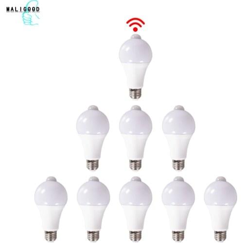 9W 12W 15W LED Motion sensor lamp E27 Universal Safety Night Light Saving Energy Automatic ON/OFF LED Bulbs PIR Decor Ampoule