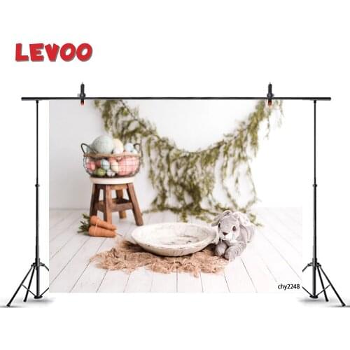 LEVOO Photocall Background Easter Eggs Toy Rabbit Carrots Wood Bowl Backdrop Photography Photo Studio Decor Shoot Props Vinyl