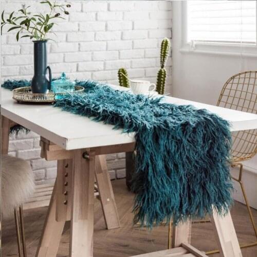 Tan Wool Table Runner European Style Banquet Decoration Table Runner Home Hotel Decro Table Runner