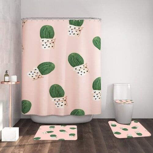 Floral Printed Bathroom Curtain and Washable Toilet Cover Mat Bath Rug Set Toilet Shower Curtain Non Slip Toilet Floor Rugs