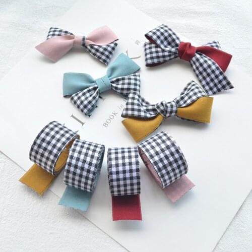 1 meters Double-sided Grid Ribbon for DIY Hairwear Bowknot Hat Clothing Sewing Decoration Gift Bouquet Packaing Accessories