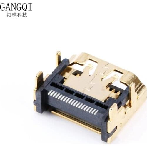 10PCS / 5PCS HDMI-Compatible Female Jack/Socket Connector 19PIN 19P Right Angle SMT SMD 90 Degree Gold-Plated HD 19 PIN