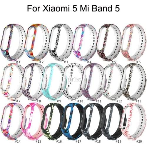 100pcs Smart Bracelet Replace Silicone Wrist Band For Xiaomi MI Band 5 Printing Style Smart Bracelet Accessories Wrist Strap