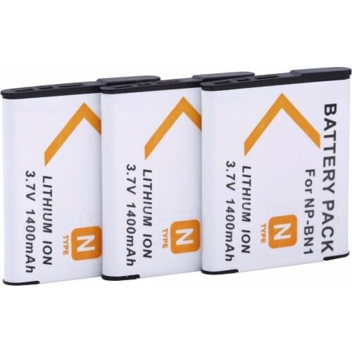 3pcs 1400mAh NP-BN1 NP BN1 NPBN1 Camera battery for Sony Cyber-shot DSC-QX10 DSC-QX30 DSC-QX100 DSC-TF1 DSC-TX10 DSC-TX20 TX30