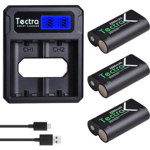 3x2500mAh Batteries +LCD Dual Charger for Xbox One / Xbox One S/Xbox One X/Xbox One Elite Wireless Controller Gamepad