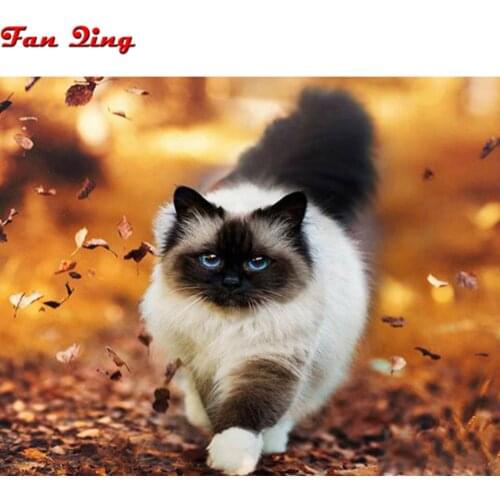 DIY 5D Diamond Mosaic Cat Rhinestone Diamond Embroidery Square Animal Diamond Painting Cross Embroidery Resin Diamond Handmade