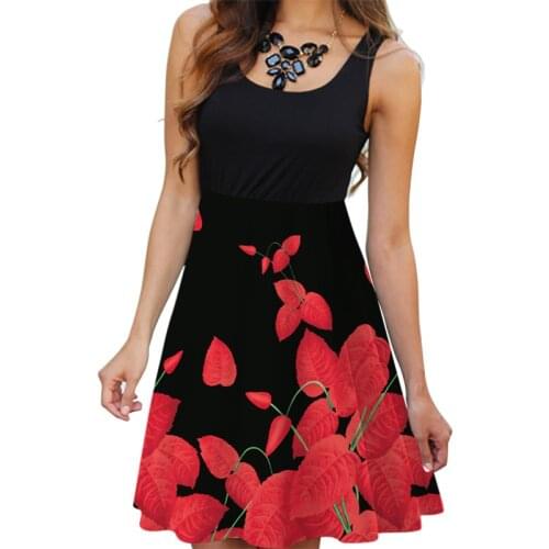 Boho Floral Dress Female Sleeveless O-Neck Slim A-line Tank Dress Summer Women Vintage 3D Printing Casual Mini Dress Vestido New